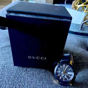 Gently used Gucci Watch black with gold. There are no marks or blemishes.